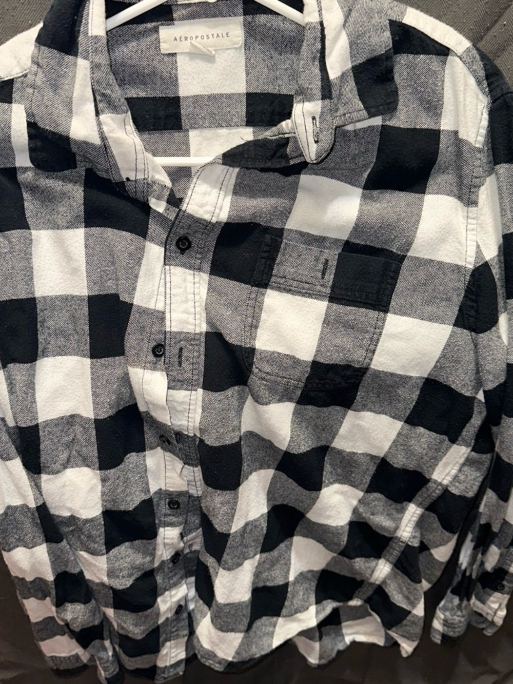 Aeropostale Men’s Black & White Buffalo Check Button-Down Shirt